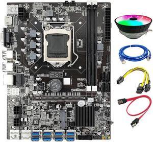 FOR B75 Mining Motherboard 8GPU USB To PCIE 6Pin To Dual 8Pin Cable+SATA Cable+Cooling Fan+RJ45 Network Cable LGA1155 Miner