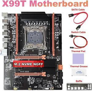 FOR X99 Motherboard+SATA Cable+Switch Cable+Baffle+Thermal Grease+Thermal Pad LGA2011 V3 M.2 NVME NGFF Support DDR4 4X16G