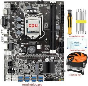 FOR B75 8 GPU BTC Mining Motherboard+CPU+Fan+Screwdriver Kit+Thermal Grease 8 USB3.0 To PCIE1X Slot LGA1155 DDR3 SATA3.0 Set