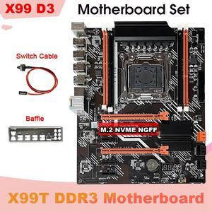 FOR 1 Set X99T Motherboard +Switch Cable+Baffle LGA2011 V3 M.2 NVME NGFF Support E5 2666 E5 2673 E5 2678 V3 CPU