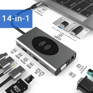 14 in 1 USB Type C HUB With HDMI RJ45 Wireless Charge SD Card Reader USB-C Hub Type-C Plitter For Macbook Pro Laptop Accessories 14 in 1 USB Type C HUB With HDMI RJ45 Wireless Charge SD Card Reader USB-C Hub Type-C Plitter For Macbook Pro Laptop Accessories