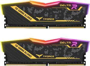 TEAMGROUP T-Force Delta RGB TUF Gaming Alliance 32GB (2x16GB) 3200MHz (PC4-25600) CL 16 Desktop Gaming PC Memory Module Ram Upgrade 288-Pin DDR4 SDRAM TF9D432G3200HC16CDC01