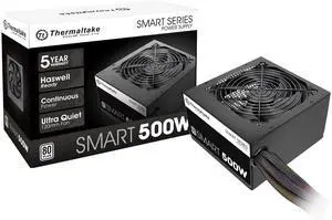 Thermaltake Smart 500W 80+ White Certified PSU, Continuous Power with 120mm Ultra Quiet Cooling Fan, ATX 12V V2.3/EPS 12V Active PFC Power Supply PS-SPD-0500NPCWUS-W Thermaltake Smart 500W 80+ White Certified PSU, Continuous Power with 120mm Ultra Quiet Cooling Fan, ATX 12V V2.3/EPS 12V Active PFC Power Supply PS-SPD-0500NPCWUS-W