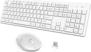 Wireless Keyboard and Mouse, WisFox Full-Size Wireless Mouse and Keyboard Combo, 2.4GHz Silent USB Wireless Keyboard Mouse Combo for PC Desktops Computer, Laptops, Windows (White) Wireless Keyboard and Mouse, WisFox Full-Size Wireless Mouse and Keyboard Combo, 2.4GHz Silent USB Wireless Keyboard Mouse Combo for PC Desktops Computer, Laptops, Windows (White)