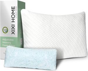 2 PACK Washable Shredded Memory Foam Pillow Hypoallergenic Pillow Cover King Size