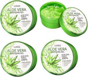 4Pack LUNES 100% Purity Aloe Vera Moisturizing Soothing Gel 10.58fl oz. 300ml