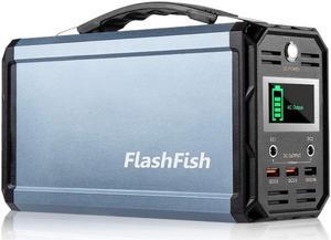 300W Solar Generator FlashFish 60000mAh Portable Power Station Camping Potable Generator CPAP Battery Recharged by Solar Panel/Wall Outlet/Car, 110V AC Out/DC 12V /QC USB Ports for CPAP Camp Travel