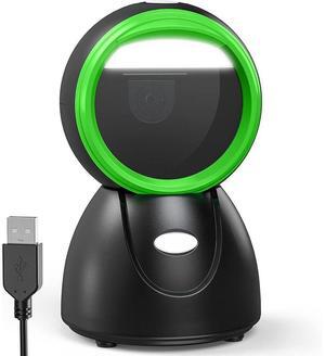 1D 2D QR Desktop Barcode Scanner, Omnidirectional Hands-Free Automatic Sensing Barcode Reader USB Wired Platform Bar Code Scanner