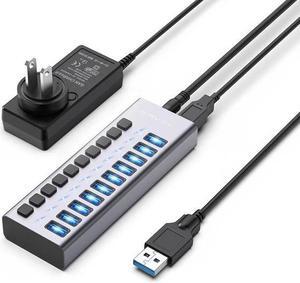 ACASISPowered USB 3.1 Hub, ACASIS 10 Ports USB 3.1 Hub with 10Gbps Data Speed,Aluminum Housing, USB Hub Powered with 48W Power Adapter, USB Hub for PC/Laptop, Computer, Flash Drive, Printer, Camera