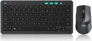 Rii RKM709 2.4 Gigahertz Ultra-Slim Wireless Keyboard and Mouse Combo, Multimedia Office Keyboard for PC, Laptop and Desktop,Business Office(Black)