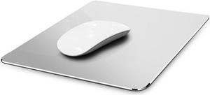 Hard Metal Mouse Pad for Desk Silver Metal Aluminum Mouse Pad Mat Smooth Magic Ultra Thin Double Side Mouse Mat Waterproof for Gaming and Office 9.05X7.08 Inch