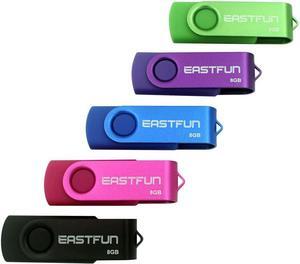 5 Pack 8GB USB Flash Drive USB 2.0 Flash Memory Stick Fold Storage Thumb Stick Pen (Five Mixed Colors: Black Rose Blue Purple Green)