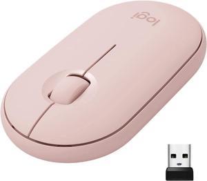 Pebble M350 Wireless Mouse with Bluetooth or USB - Silent Slim Computer Mouse with Quiet Click for iPad Laptop Notebook PC and Mac - Pink Rose