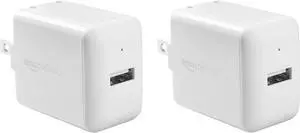 Amazon Basics One-Port 12W USB Wall Charger for Phone iPad and Tablet 2.4 Amp White 2 Pack
