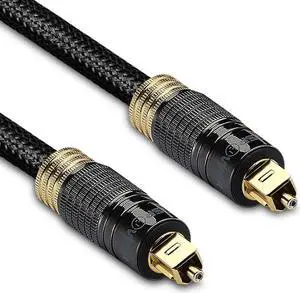 F (4.6M/15FT) 24K Gold Plated Toslink Digital Optical Audio Cable (S/PDIF) - [Zero RFI & EMI Interference] Metal Connectors & Ultra Durable Nylon Braided Jacket