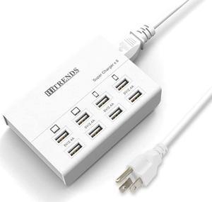 USB Charger, HITRENDS 8 Ports Charging Station 60W/12A Multi Port USB Charging Hub for Multiple Devices (5ft Cord, White)