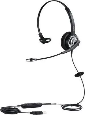 USB Headset with Noise Cancelling Microphone Computer Phone Headset for Drangon Voice Recognition Speech Dictation PC Headphone for Call Center Skype Chat with Mic Mute Volume Control Call Button
