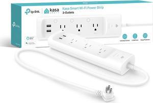 Kasa Smart Plug Power Strip KP303, Surge Protector with 3 Individually Controlled Smart Outlets and 2 USB Ports, Works with Alexa & Google Home, No Hub Required , White