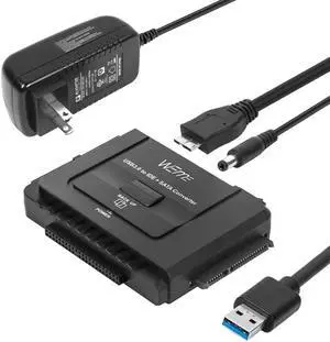USB 3.0 to SATA IDE Adapter with Universal 2.5 3.5 Hard Drive Disk Converter for HDD SSD and IDE HDD Support 12TB and One-Touch Backup Include 12V 2A Power Adapter and USB 3.0 Cable for Laptop