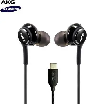 2020 Earbuds Stereo Headphones for Samsung Galaxy Note 10 Note 10+ Galaxy S10 S9 Plus S10e - Designed by AKG - Braided Cable with Microphone and Volume Remote Type-C Connector - Black