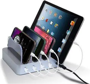 USB Charging Station - Charging Dock - 4-Port - Fast Charging Station - iPad Docking Station - Smart Charging Station Dock - Multi Charging Station for Cell Phones and Tablets