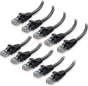 Cable Matters 10-Pack Snagless Short Cat6 Ethernet Cable (Cat6 Cable, Cat 6 Cable) in Black 1 ft