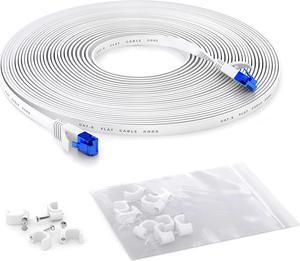 Flat Ethernet cable with break-proof design, internet/LAN cable  100ft (1Gbps maximum fiber optic speed, highly flexible & suitable for permanent installation, RJ45, white)  by CableDirect