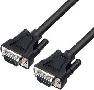 DTech 10ft DB9 to DB9 RS232 Serial Cable Male to Male Simple Null Modem Cord Cross TX RX line 2 Pin Crossed Without Handshake for Computer Data Communication (10 Feet, Black)