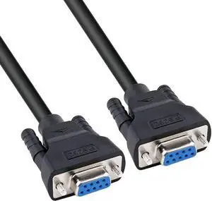 DTech 15 ft Straight Through Serial DB9 Cable Female to Female 9 Pin COM Port Cord for Data Communication (5 Meter. Black)