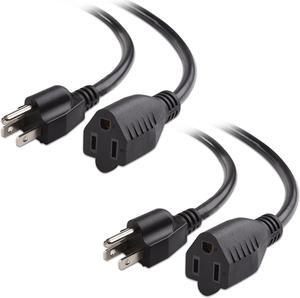 Cable Matters 2-Pack 16 AWG Heavy Duty Power Extension Cord 6 ft, UL Listed (Power Cord Extension / 3 Prong Extension Cords, NEMA 5-15P to NEMA 5-15R)
