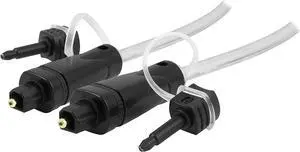 GE Pro 6 ft. (1.8M) Digital Fiber Optic Audio Toslink Cable with Mini Toslink Adapters High Grade Compatible with Streaming Devices Surround Sound Blu-Ray DVD DVR Sound Bars and More 33533 BLACK