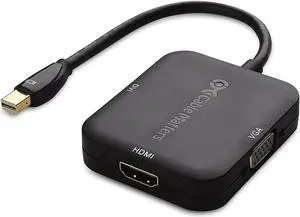 Mini DisplayPort to HDMI Adapter with VGA and DVI 3-in-1 Adapter in Black - Thunderbolt and Thunderbolt 2 Port Compatible - Supporting 4K Resolution via HDMI