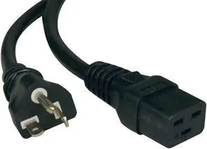 Heavy Duty Power Cord 20A 12AWG (IEC-320-C19 to NEMA 5-20P) 10-ft.(P049-010)  Black