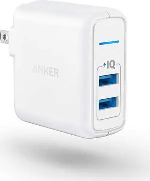 USB Charger Elite Dual Port 24W Wall Charger PowerPort 2 with PowerIQ and Foldable Plug for iPhone 15/14/13/12/11 Series iPad Pro/Air 2/Mini 3/Mini 4  S4/S5 and More
