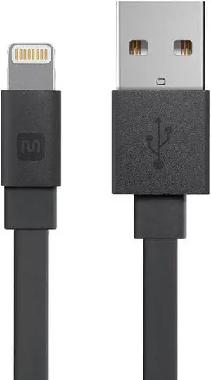 Flat  MFi Certified Lightning to USB Type-A Charging Cable 3 Feet Black - Premium Series