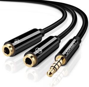 UGREEN Headphone Splitter 3.5mm 4 Pole TRRS Audio Splitter Mic Y Headset Splitter Stereo Separate Jack Compatible with PS4 Xbox Laptop Phone PC Gaming Headset Black