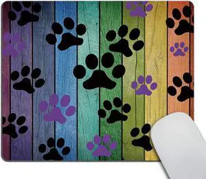 Mousepad Rustic Rainbow Woodgrain Black and Purple Dog Paw Personality Desings Gaming Mouse Pad 9.5 X 7.9 Inch (240mmX200mmX3mm)