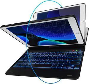 For iPad Keyboard Case for iPad 2018 (6th Gen) - iPad 2017 (5th Gen) - iPad Pro 9.7 - iPad Air 2 & 1 - Thin & Light - 360 Rotatable - Wireless/BT - Backlit 10 Color - iPad Case with Keyboard (Black) For iPad Keyboard Case for iPad 2018 (6th Gen) - iPad 2017 (5th Gen) - iPad Pro 9.7 - iPad Air 2 & 1 - Thin & Light - 360 Rotatable - Wireless/BT - Backlit 10 Color - iPad Case with Keyboard (Black)