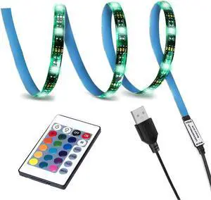 LED TV Backlight SMY USB LED Strip Light RGB Multi-Colour LED Light Strip Kit Waterproof IP65 30LED with Wireless Remote Controller for TV/PC/Laptop Bias Lighting (3.28Ft)
