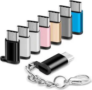 USB Type C Adapter 8 Pack Micro USB Female to USB C Male Connector Android Charger Cable Converter with Keychain Fit Samsung Galaxy S10 S9 S8 Plus S9+ S8+ Note 10+ 10 9 8 LG V40 V30 V20 G7 G6 G5 Moto