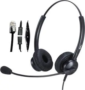 Telephone Headset with Noise Cancelling Microphone for Landline Phones Call Center Headset with Volume Control for Plantronics Dialer Avaya 9508 Aastra AudioCodes Atcom Digium Fanvil Mitel Nortel