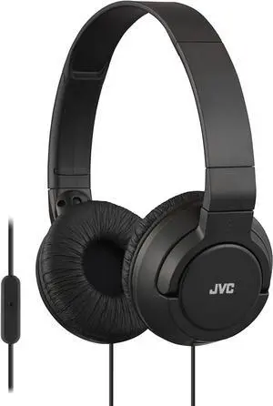 JVC Lightweight Flat Foldable On Ear Colorful Lightweight Foldable Headband with Mic, Black (HASR185B)