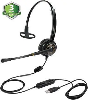 USB Headset with Microphone Noise Cancelling and Volume Controls Computer Headphone Headset with Voice Recognition Mic for UC Softphones Teams Business Skype Lync Zoom Conference Online Course etc