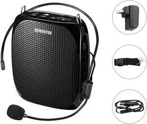 Zoweetek Portable Rechargeable Mini Voice Amplifier with Wired Microphone Headset and Waistband Supports MP3 Format Audio for Teachers Singing Coaches Training Presentation Tour Guide