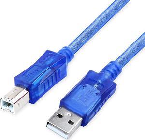 DTECH 15ft USB Printer Cable 2.0 A Male to B Male Port Square end Scanner Cord (15 Feet Blue)