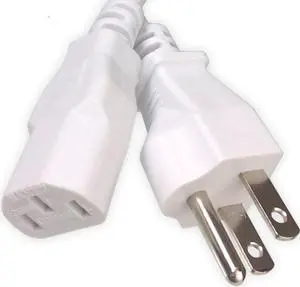 15Ft Extra Long White AC Power Cord Cable Pure Copper Wire Core in Retail Pack for Computer Plasma TV Printer Monitor AC Adapter