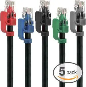 Mediabridge Cat6 Ethernet Patch Cable (5-Pack - 10 Feet) - Soft Flex Tab - RJ45 Computer Networking Cord - Multi-Color - (Part# 32-699-10X5M)