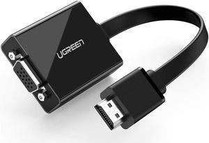 UGREEN Active HDMI to VGA Adapter with 3.5mm Audio Jack HDMI Male to VGA Female up to 1080P for PC Laptop Ultrabook Raspberry Pi Chromebook Black