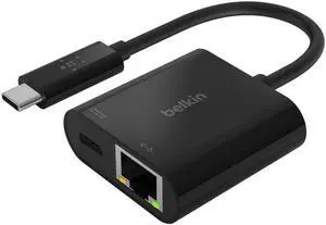 USB-C to Ethernet Adapter + Charge (60W Passthrough Power for Connected Devices 1000 Mbps Ethernet Speeds) MacBook Pro Ethernet Adapter (INC001btBK)
