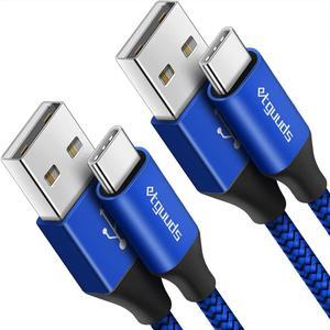 6ft USB A to USB C Cable 3A Fast Charging 2-Pack USB A to USB Type C Charger Cord for iPhone 16 15 Pro/Pro Max/Plus for  Galaxy S24 S23 S22 S21 S20 S10 A55 A54 Flip Note Moto Blue